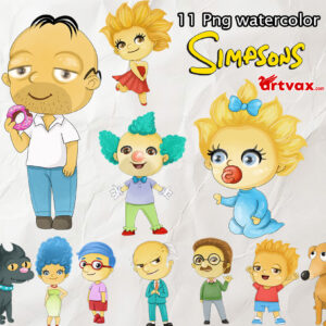 Watercolor Simpsons ClipArt png bundle