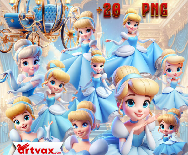 3D Cute Cinderella Princess Clipart