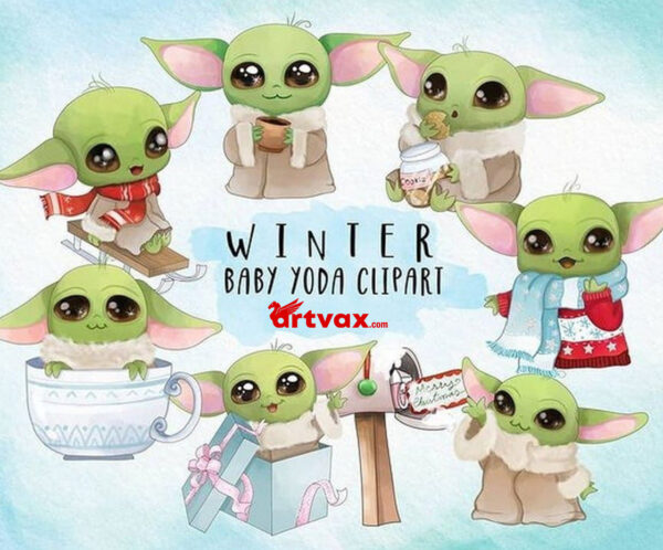 Winter Baby Yoda Png Bundle