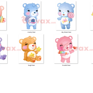 Cute Care Bears Watercolor Clipart PNG bundle