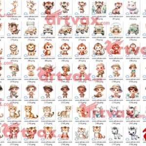 Baby Safari Animals Clipart Png Bundle