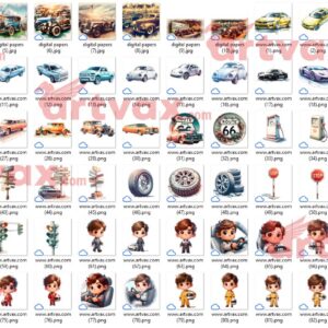 Kids Vintage Cars PNG Bundle