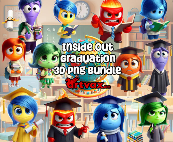 Inside Out Graduation 3D PNG Bundle