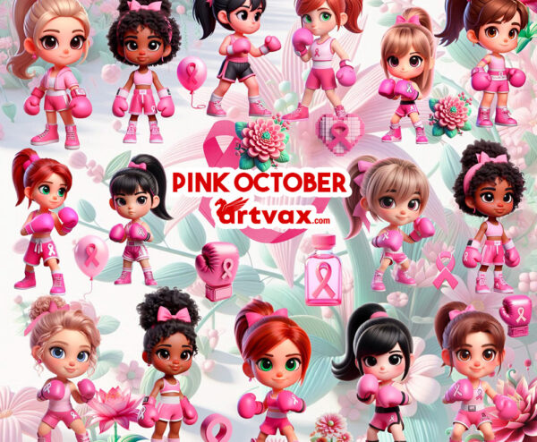 Pink October 3D PNG Bundle