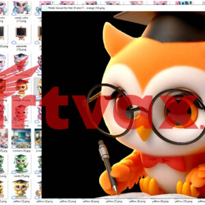 Professor Owl 3D PNG Bundle