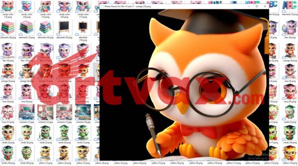 Professor Owl 3D PNG Bundle