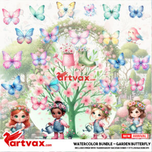 Garden Butterfly Watercolor Bundle