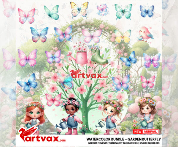 Garden Butterfly Watercolor Bundle