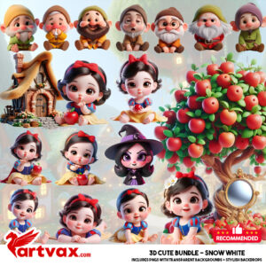 3D Snow White and Dwarfs PNG Bundle