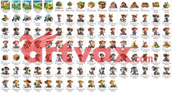 Farmhouse Looney Tunes 3D PNG Bundle