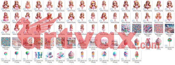 Cute Sweet Girl PNG Bundle | Candy-Themed 3D Clipart for Sublimation - Image 2