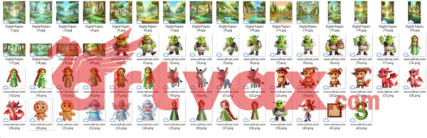 Cute 3D Shrek PNG Bundle