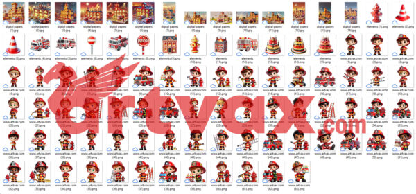 Firefighters 3D PNG Bundle