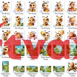 Cute 3D Bee Girls PNG Bundle