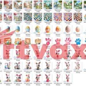 3D Easter Bunnies PNG Bundle