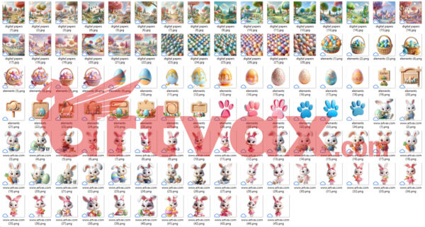 3D Easter Bunnies PNG Bundle