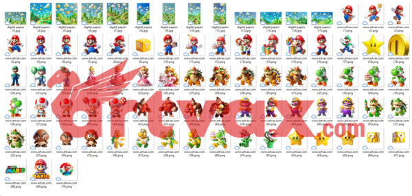 Super Mario 3D PNG Bundle | Cute Mario, Luigi, Yoshi & Princess Peach Clipart for Sublimation & Crafts - Image 2