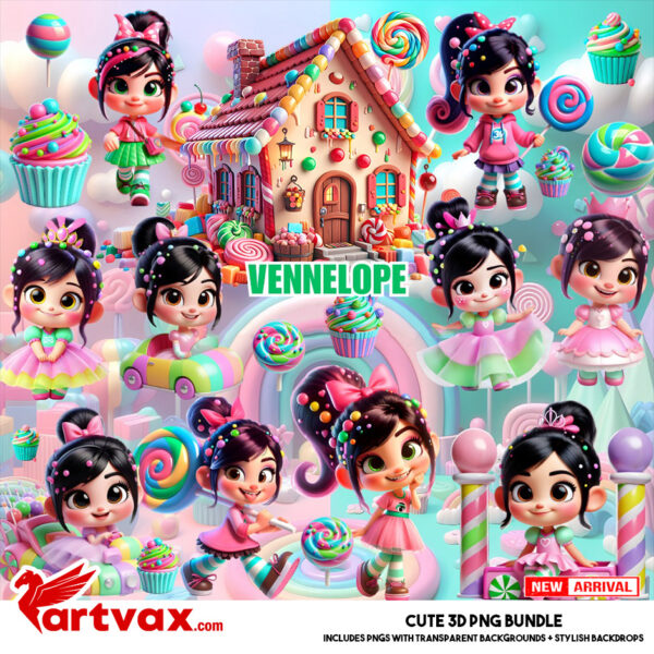 Vennelope 3D PNGs - Cute Candy Clipart for Sublimation & Digital Crafts