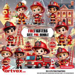 Firefighters 3D PNG Bundle