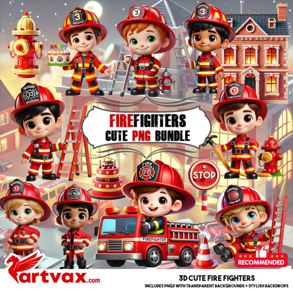 Firefighters 3D PNG Bundle