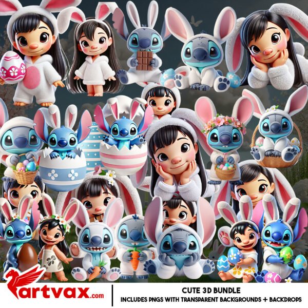 Easter Bunny Stitch PNG Bundle
