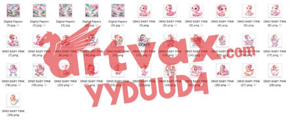 Pink Baby Dinosaur PNG Bundle