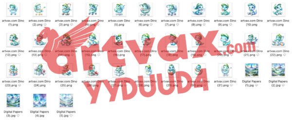 Blue Baby Dinosaur PNG Bundle