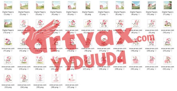 Pink Cow PNG Bundle