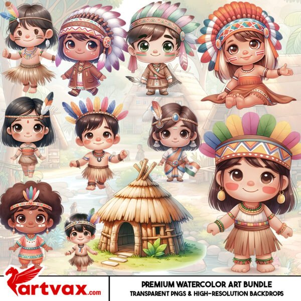 Tribal Kids PNG Bundle