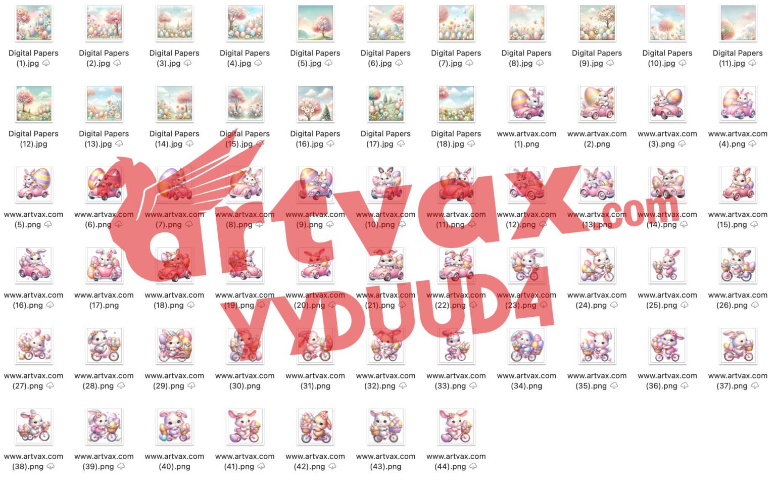 Easter Bunny PNG Bundle | Cute Bunnies with Eggs Clipart | Spring ...