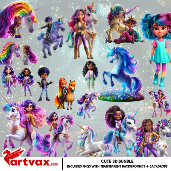 Magical Unicorn PNG Bundle