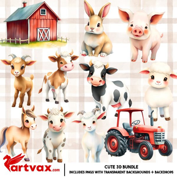 Farm Animals PNG Bundle