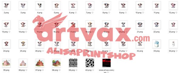 Watercolor Cow PNG Bundle