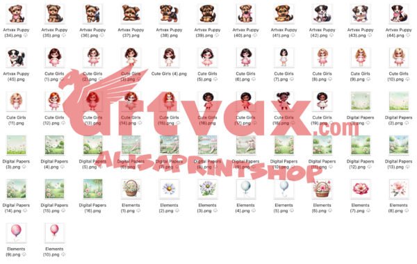 Cute Puppy PNG Bundle | Watercolor Dog Clipart | Baby Dog Sublimation, Dog Lover Stickers, Digital Puppy Art - Image 2