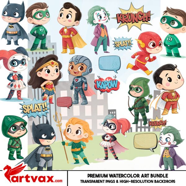 Superhero Kids PNG Bundle