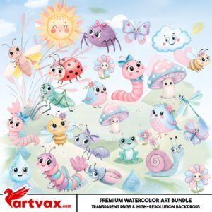 Cute Bug Garden PNG Clipart