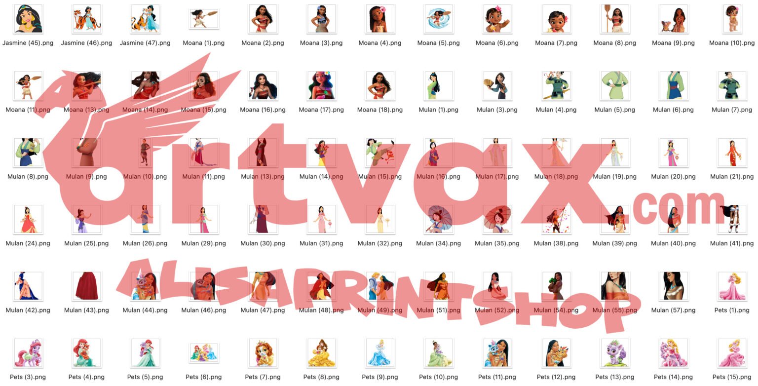 Princess PNG Clipart Bundle | Cute Disney Princess Digital Download ...