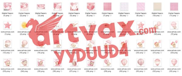 Pink Baby Bear PNG Bundle