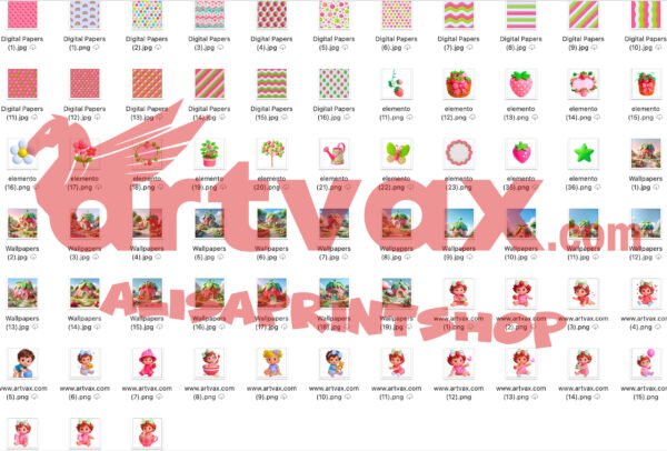 Strawberry Shortcake Baby PNG Clipart | Cute Baby Girl Digital Graphics for Sublimation & Crafts - Image 2