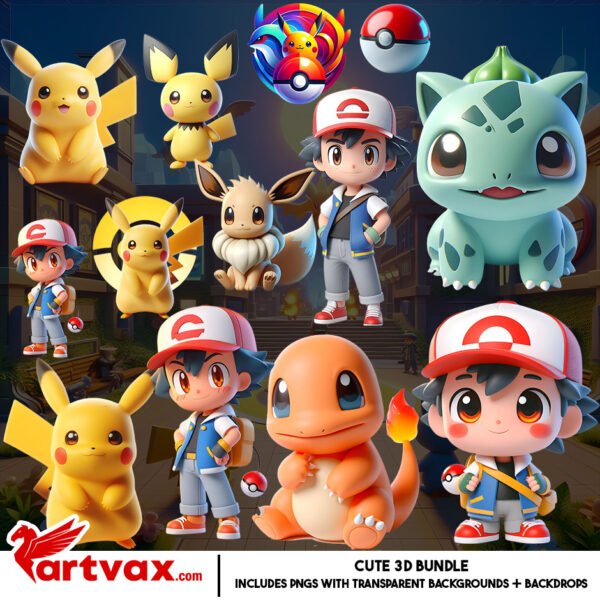 Pokemon 3D PNG Bundle