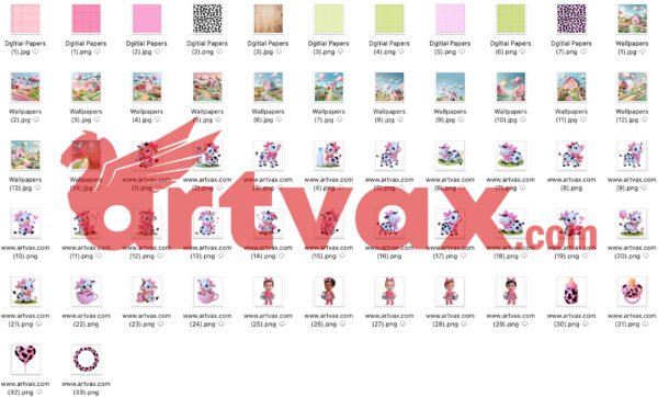 Cute Cow Girl PNG Bundle