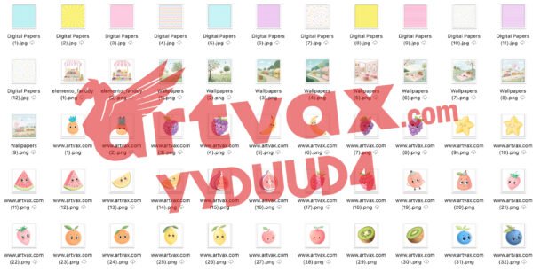 Fruit Kids Watercolor Clipart PNG Bundle