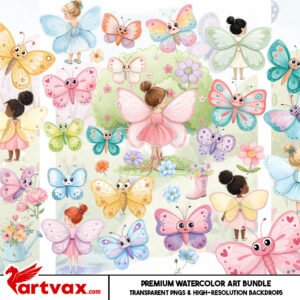 Watercolor Butterfly Clipart PNG Bundle