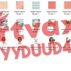 Moana Watercolor Clipart PNG Bundle