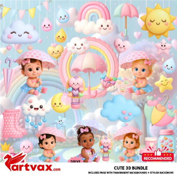 Cute 3D Baby Clipart Bundle