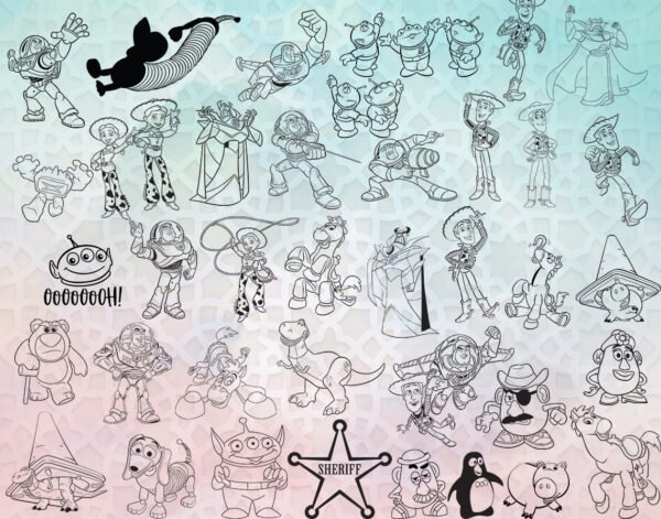 Toy Story SVG Bundle | PNG DXF EPS Clipart Bundle | Woody Buzz Forky Digital Files - Image 2