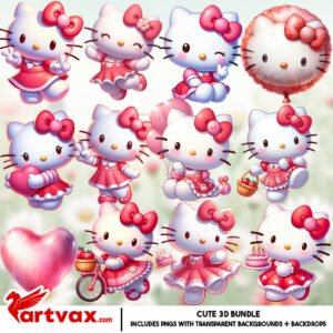 Hello Kitty 3D Clipart Bundle
