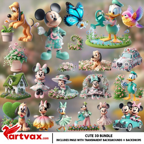 Mickey Minnie Garden Clipart
