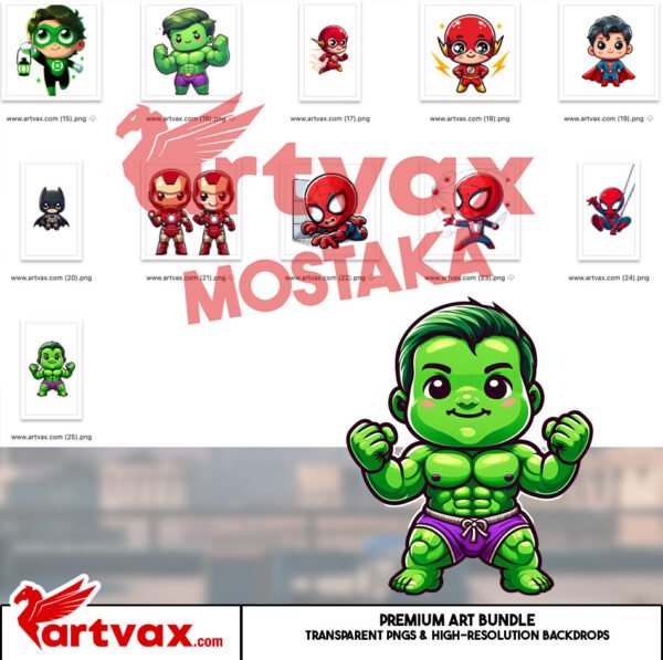 Chibi Superheroes PNG Bundle