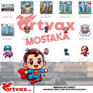 Chibi Superheroes PNG Bundle